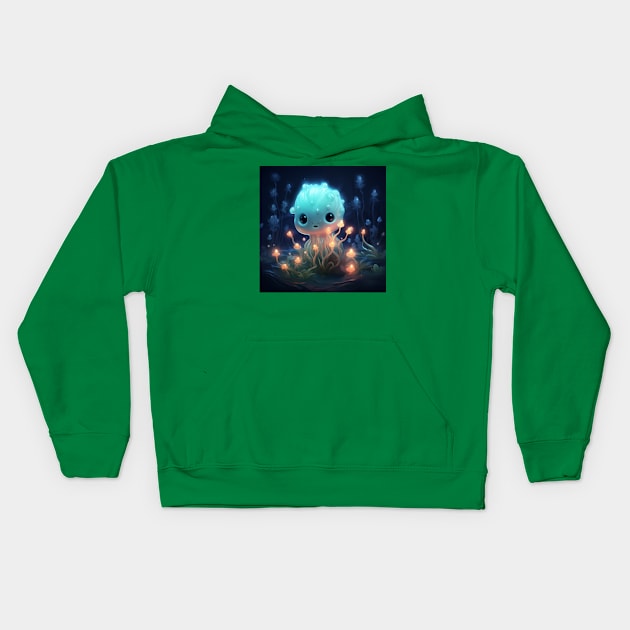 Lumalee - Cute little bioluminescent character Kids Hoodie by LoFi_Vibes